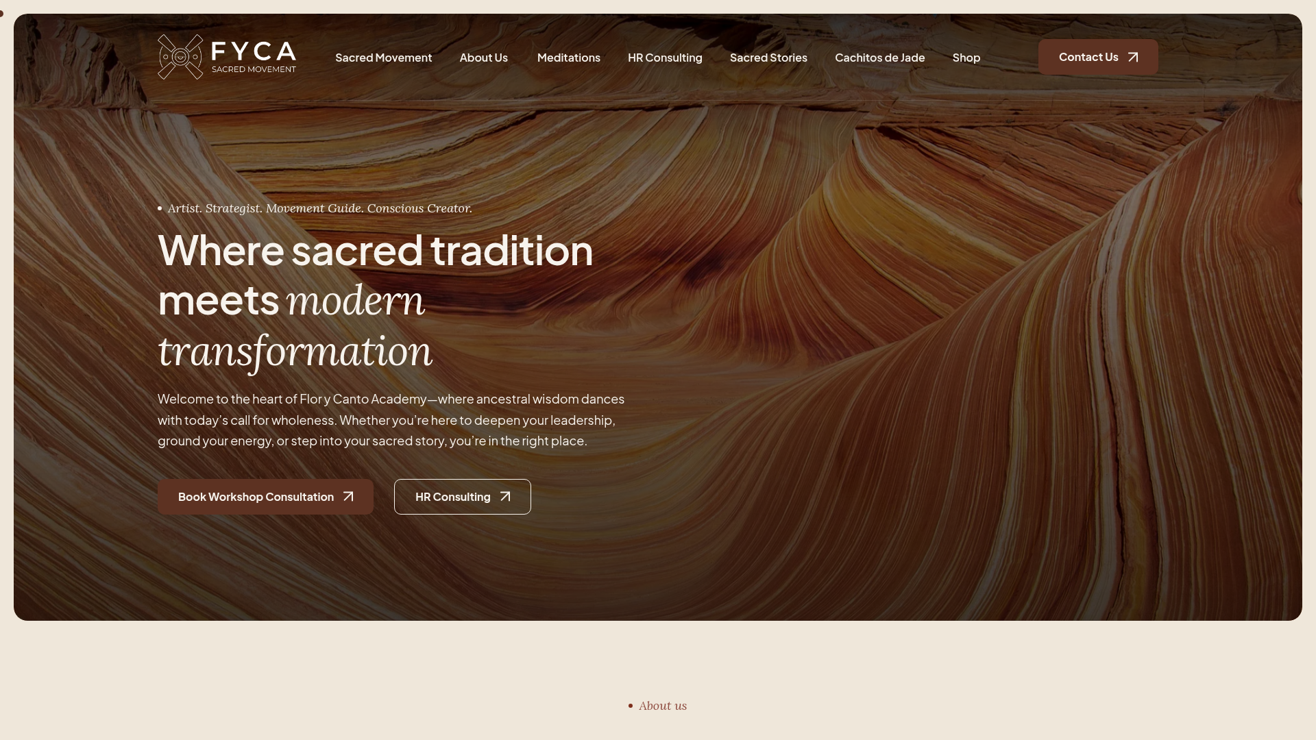 FYCA Sacred Movement website preview