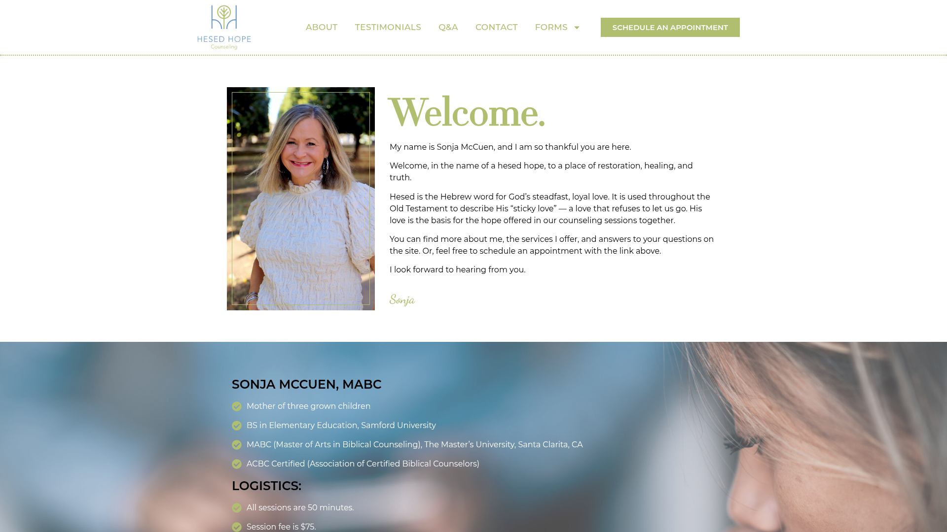 Hesed Hope Counseling website preview