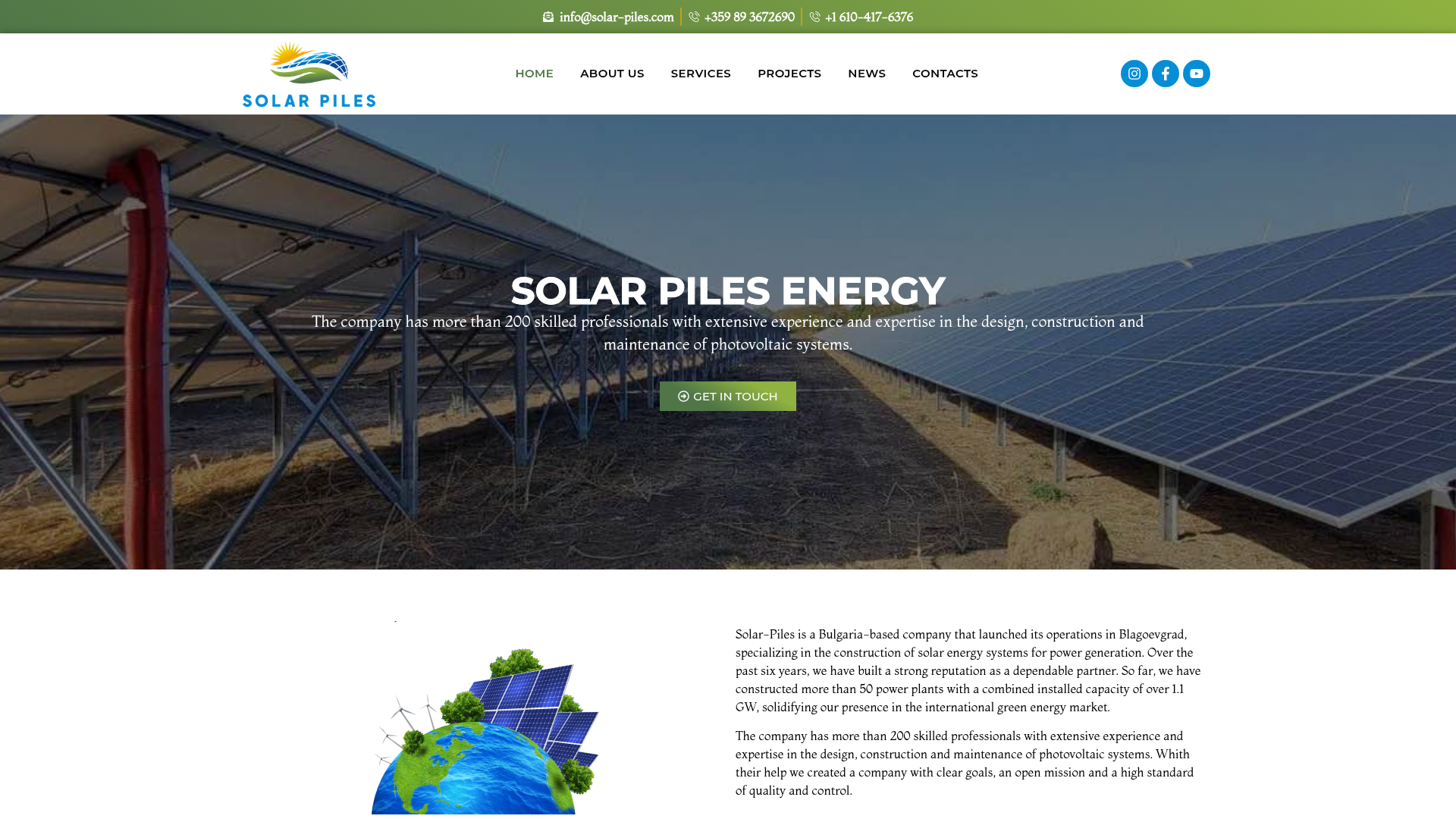 Solar Piles website preview