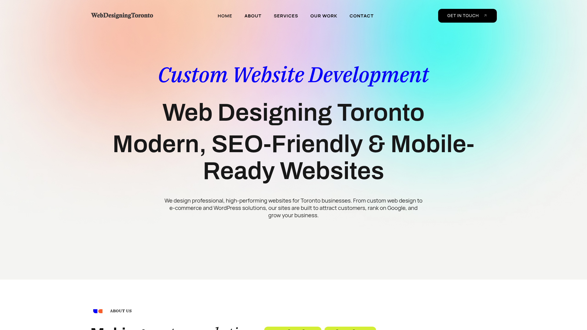 Web Designing Toronto website preview